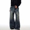 Factory American High Street Retro Washed Wide-leg Jeans Men's Loose Straight Design Vintage Pants