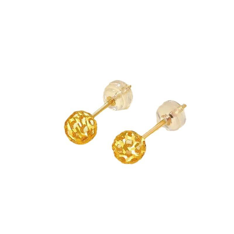 Purple Gold Plated Rose Gold Transfer Beads Trend Simple Temperament Color Gold Hollow Stud Earrings Women