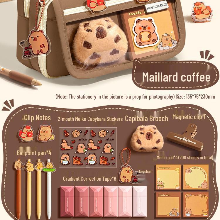 Capibara Velkokapacitní Průhledné Pouzdro na Tužky Odolné Proti Nečistotám, Roztomilé a Stylové pro Studenty Středních Škol