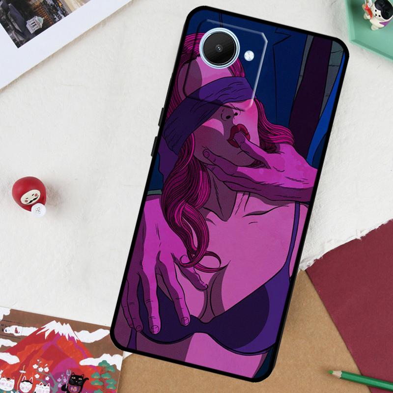 Sexy Mädchen Dame Rote Lippen Für Realme 13 Pro Plus 14 12 10 11 GT 6 5 6T GT7 Pro C51 C21Y C25S C75 C67 C61 C53 C55 Hülle