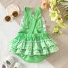 2025 Summer Infant & Toddler Lace Suspender Romper with Clover Embroidery