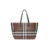 Borsa a Tote in Tela e Pelle da Donna Borsa a Tote Scacchi Scuro Marrone Scuro-Noce 80525041