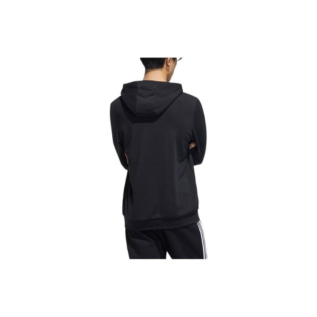 Adidas Neo Solid Color Logo Print Hoodie With Drawstring Long Sleeves Men Hoodie Black HD4671