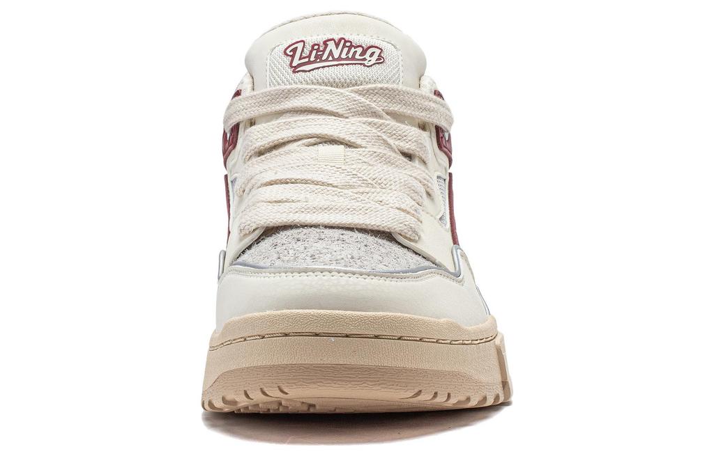 Li Ning Wave Mid Slip Resistant Abrasion Resistant Mid top Casual Shoes Men's White Gray Red AGCT497-1