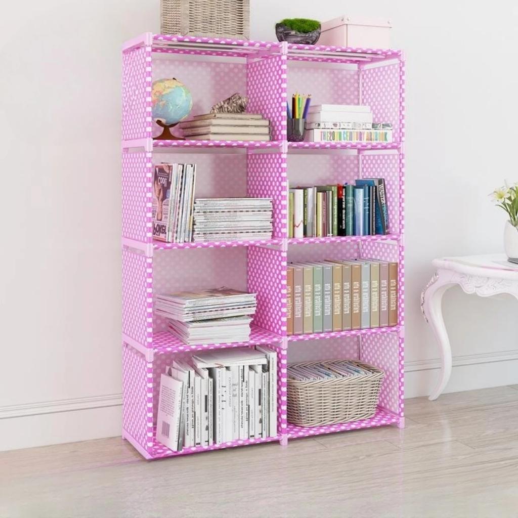 Solid Color Metal Storage for Miscellaneous Items, Simple Book Storage, Double Row Bookshelf Suitable for Study and Home Use