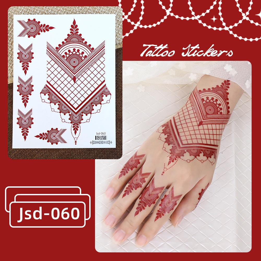 

Whitening Red Henna Lace Mandala Flower Waterproof Temporary Tattoo Stickers for Women 158x120 mm