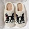 Cute Bulldog cotton slippers winter new home non-slip confinement couple plush slippers