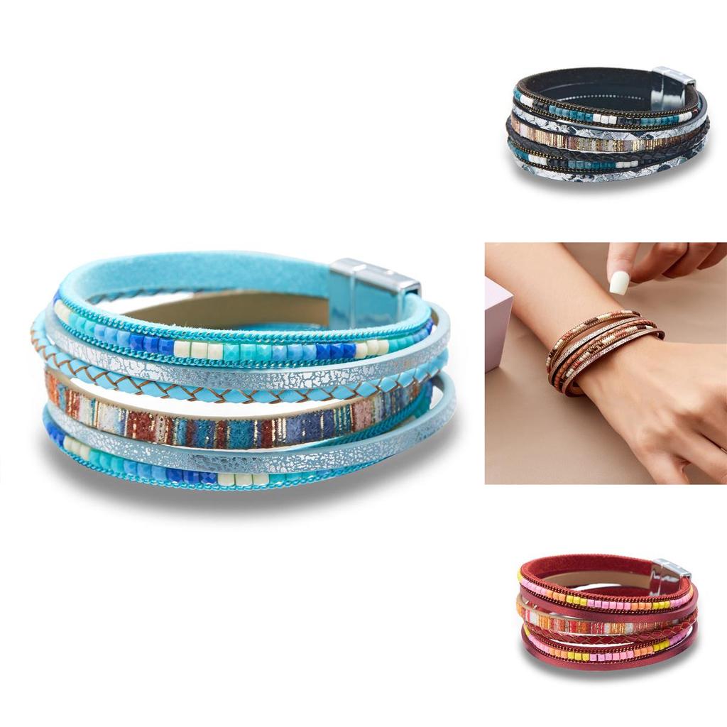 Bohemian Handwoven Leather Bracelet With Geometric Shape For Casual Wear