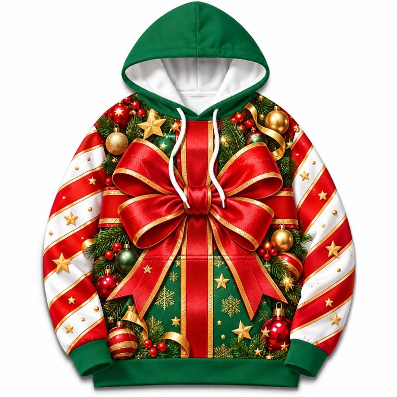 merry christmas cartoon funny Santa claus hoodie for men 3D print neon pattern Hooded Sweatshirt holiday gift fashion casual