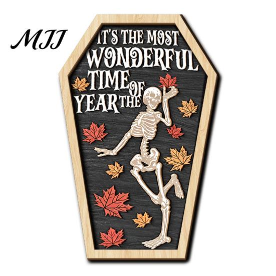 Hanging Decorations for Home Vintage Halloween Wooden Decor, Coffin-Shaped Tabletop Ornaments, Freestanding & Gifts Lovers Ornament Mantel Shelf Porch