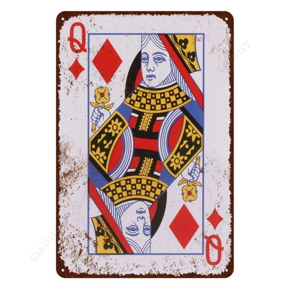 Spelkortsposter på väggen, metallplatta 20x30cm