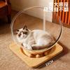 Katzen-Raumkapsel-Bett mit drehbarer Holzplattform Ganzjahres-Acrylhaus für Wohnungskatzen Kleine mittlere große Größen