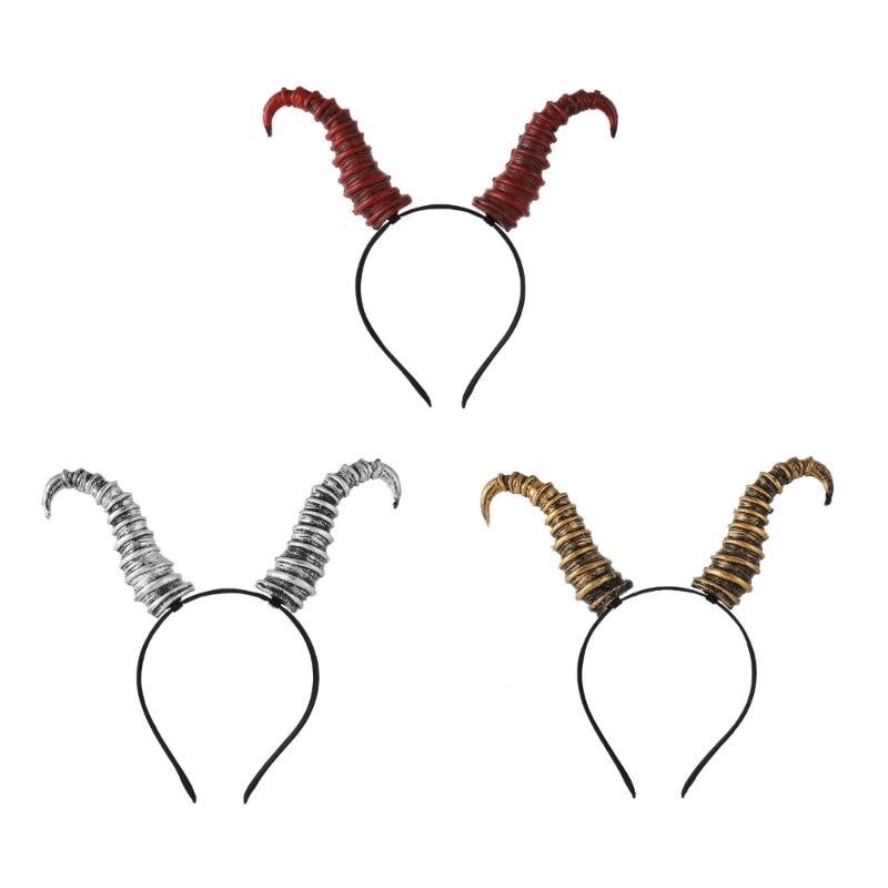 Devil Horn Headbands For Halloween Parties Costume Hair Accessory Lightweight Practical Resin Festival Accessory