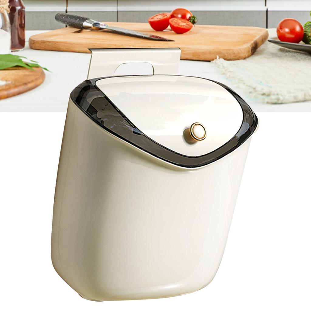 Hanging Small Trash Can Wall Mounted Punch Kitchen Compost Bin with Lid for Counter Top Under Sink Bathroom Living Room