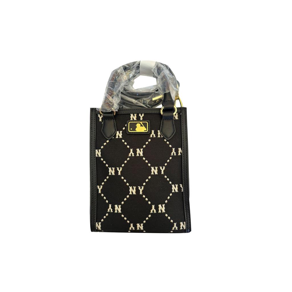 New MLB PVC Tote Bag Shopping Bag Shoulder Bag Crossbody Bag Handbag Mini Unisex Black Gold 7ACRMD34NGP001-50BKS
