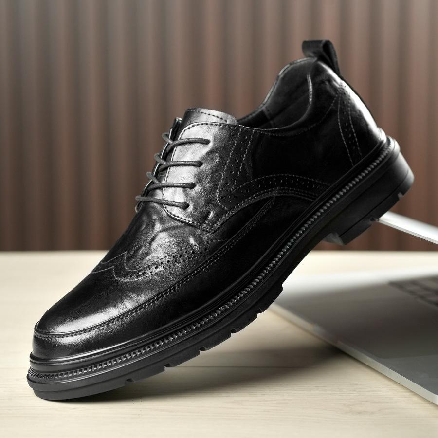 Stylish Cowhide Brogue Business Shoes 42