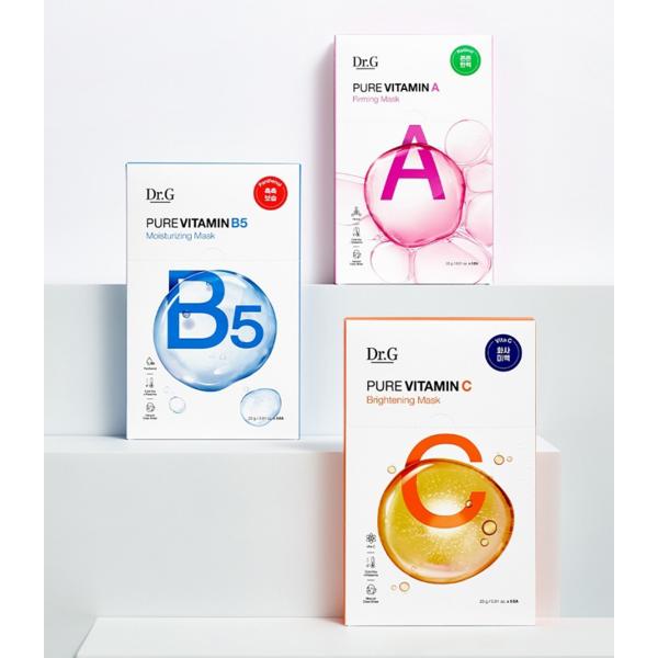 Dr. G Pure Vitamin Mask Set Vitamin A 23g X 4p + Vitamin B5 23g X 4p + Vitamin C 23g X 4p Set, 1 Set