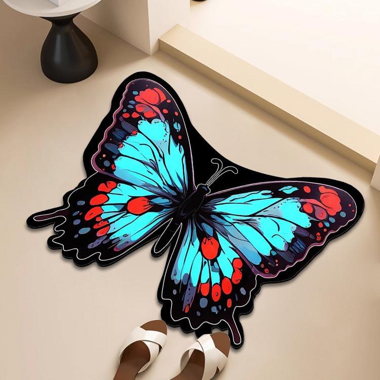 Butterfly Non-slip Floor Mat Bathroom Special-shaped Door Absorbent Foot Mat Quick-drying Toilet Bathroom Entrance Mat Carpet