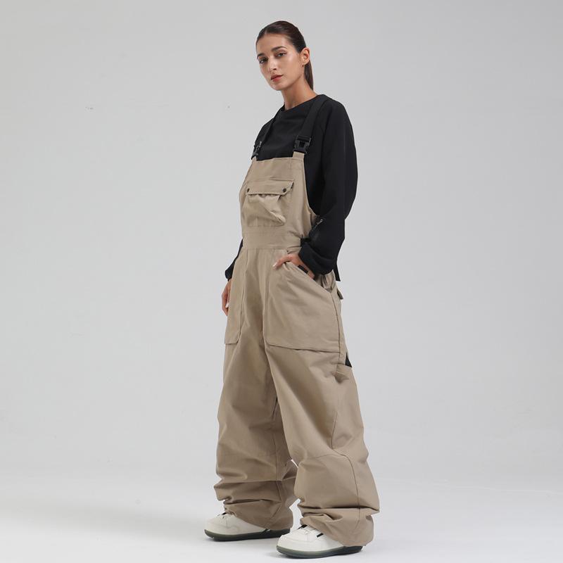 Outdoor Ski Bibs for Women and Men Breathable Loose Fit Skiing Snow Bibs Pants Waterproof Snowboarding Pants Unisex Insulated Warm Snowboard Overalls