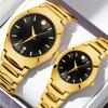 Black Gold Couple Watch Business Fashion Steel Belt Watch Fashion Couple Watch