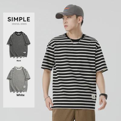 Kunhai Pengyun Men's Summer Striped Short-Sleeve Casual T-Shirt