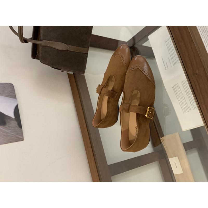 

Корейская версия новых женских туфель Т-образной формы Мэри Джейн, осенние ретро повседневные туфли на мягкой подошве и с мягкими боковинами, женская обувь 39 коричневый