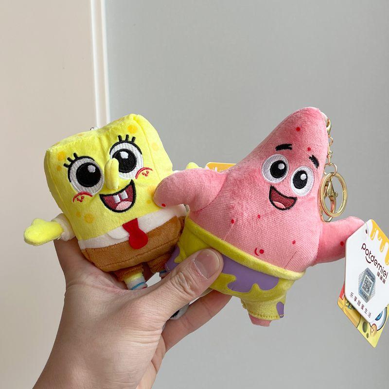SpongeBob And Patrick Star Plush Keychain Cute Soft Stuffed Toy Pendant For Backpack Bag Decoration Gift