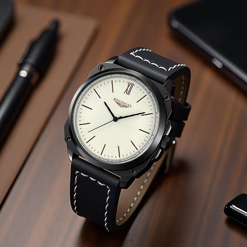 JYL Men's Watch Fashion Minimalist Quartz Leather Band