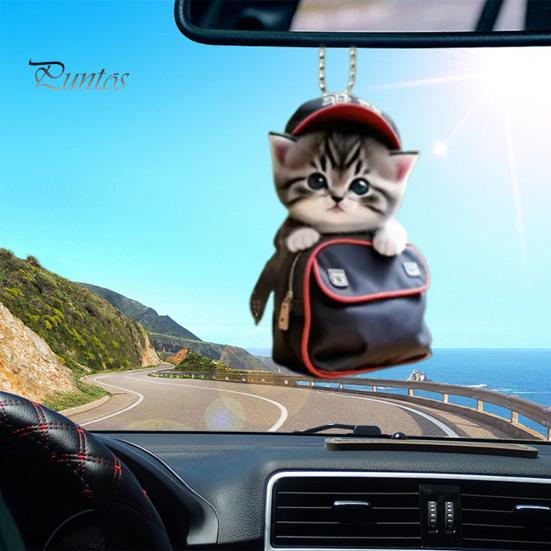 Cat Shaped Pendant Car Hanging Decoration Realistic Looking Easy To Hang Auto Rearview Mirror Ornament Acrylic Christmas Decor