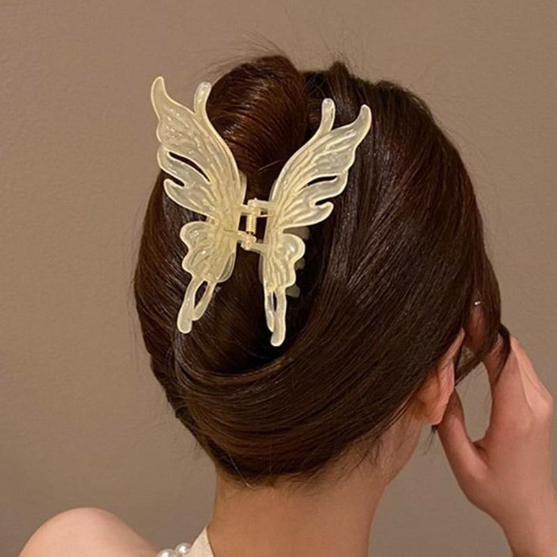 Large Butterfly Decorative Hair Clip, Women's Hair Claw Sweet Fairy Butterfly Hair Clip, Multi-Color Transparent Acrylic Hair