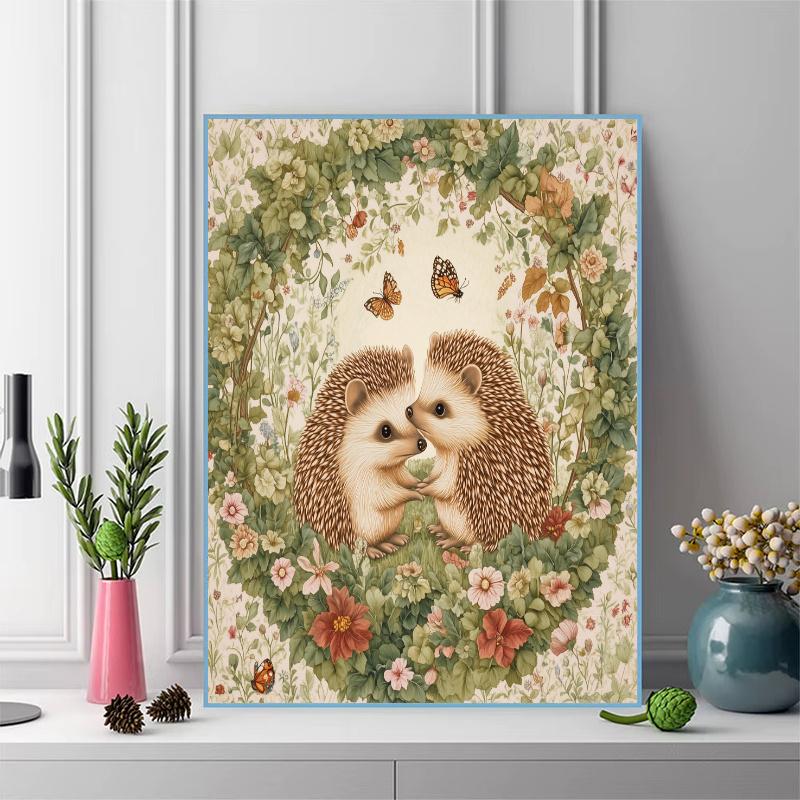 Hedgehog on grassland Pattern  3pcs 100% Round Full Drill 5D DIY Diamond Painting Embroidery Cross Stitch Rhinestone Décor