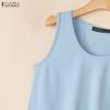 ZANZEA Women Casual Round Neck Lace Splice Summer Sleeveless Vest Tops