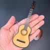 Wooden Miniature Guitar with Support Miniature Musical Instrument Wooden Decorative Ornament for Miniature Model Decor Gift