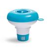 Home Pool Chemical Tablet Dispenser for Swimming Pool Water Care, Floating Blue White Plastic Unit with Top Opening and Vented Base