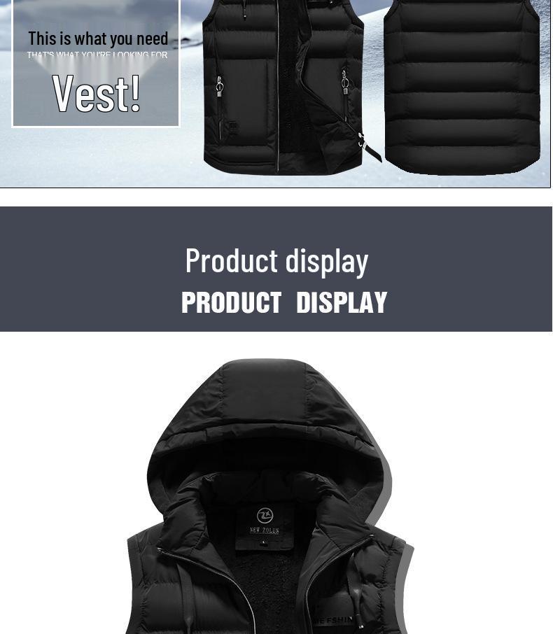 Men's Autumn/Winter Fashion Vest with Detachable Hood - Casual Cotton