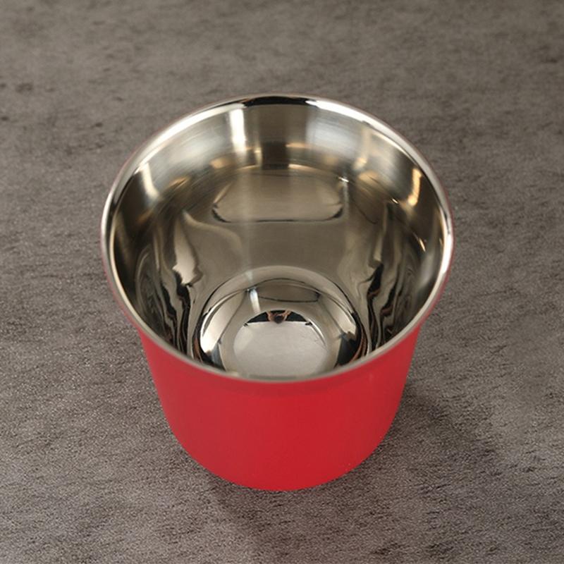 80ml Neue Einfache Tasse mit Flachem Boden Edelstahl Doppelwandig Isoliert Kaffeetasse Hochwertige Einfarbige Wasserbecher Haushaltswaren
