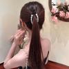 Ponytail Holder Plastic Vertical Clip Hairpin Rhinestone Hair Clip Sweet Pearl Banana Clip  Girls