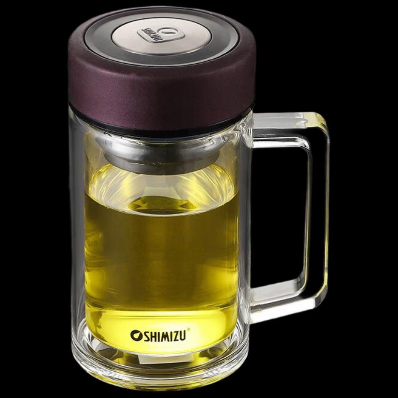 Shimizu Portable Double-Layer Tea Infuser Glass Cup