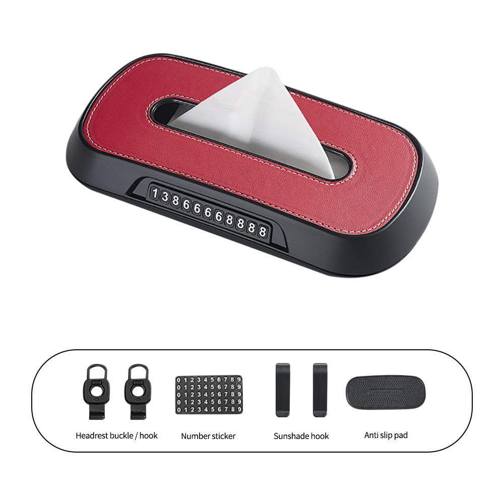 Car Tissue Box for Tesla Bmw Mercedes Benz Volkswagen Car Visor Leather Tissue Holder Parking Number Plate Interior Storage Box
