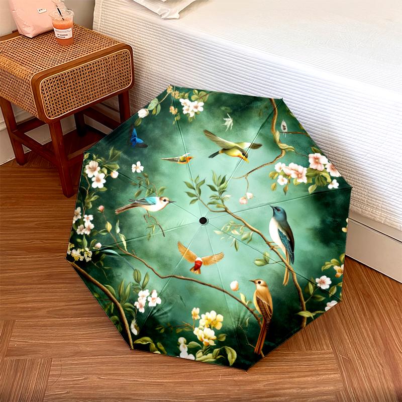 1 PC Automatic Folding Umbrella - Macaw Pattern, Portable & Foldable Design with 8 Ribs, Christmas Birthday Gifts