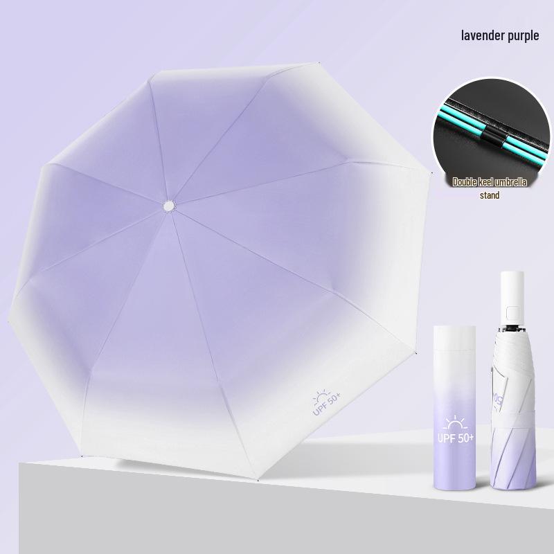 Gradient Color Automatic Foldable Umbrella for Sun & Rain with UV Protection for Women