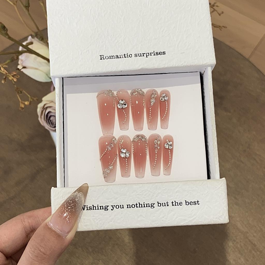 Simple Peach Blush Chain Fresh Small Diamond Sweet and Removable Fingers