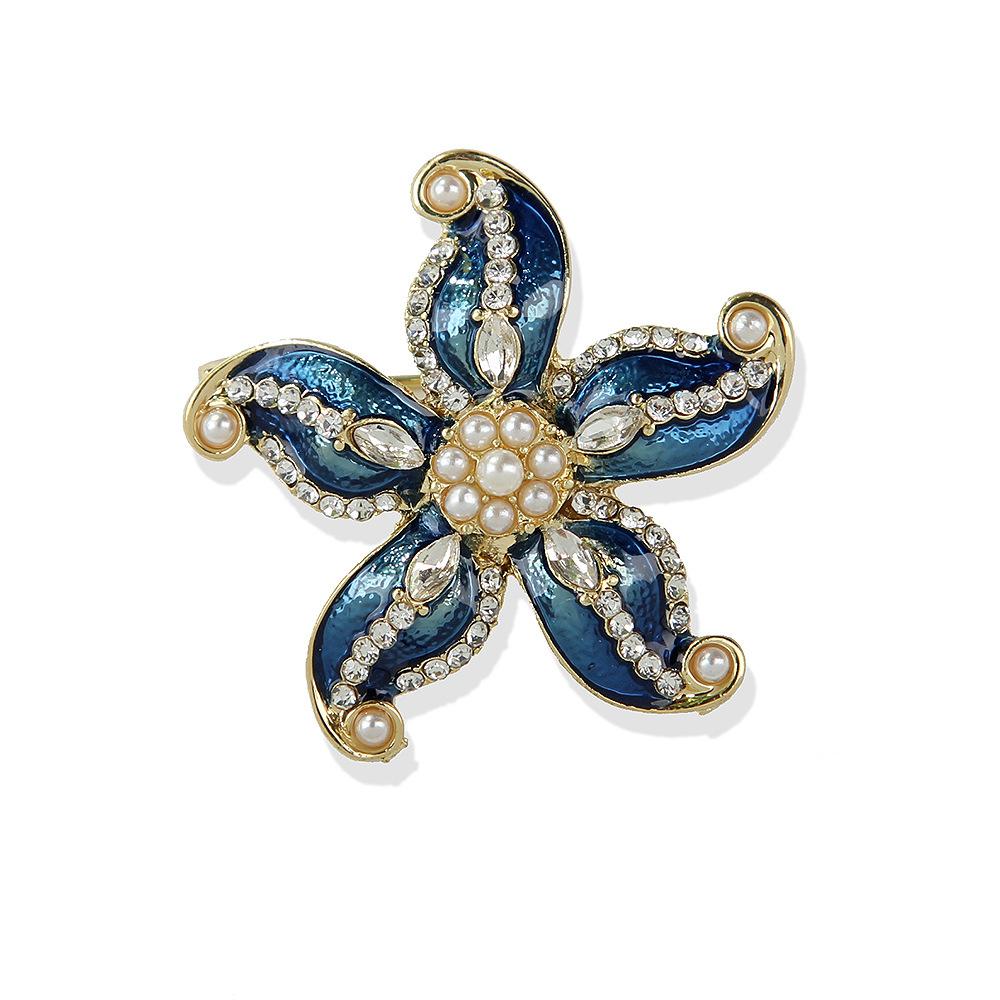 

Vintage Oil Drop Starfish Brooch Alloy Pearl Brooch Handmade Enamel Pin Exquisite Ethnic Style Hypoallergenic Luxury Enamel Brooch Long-Lasting Color