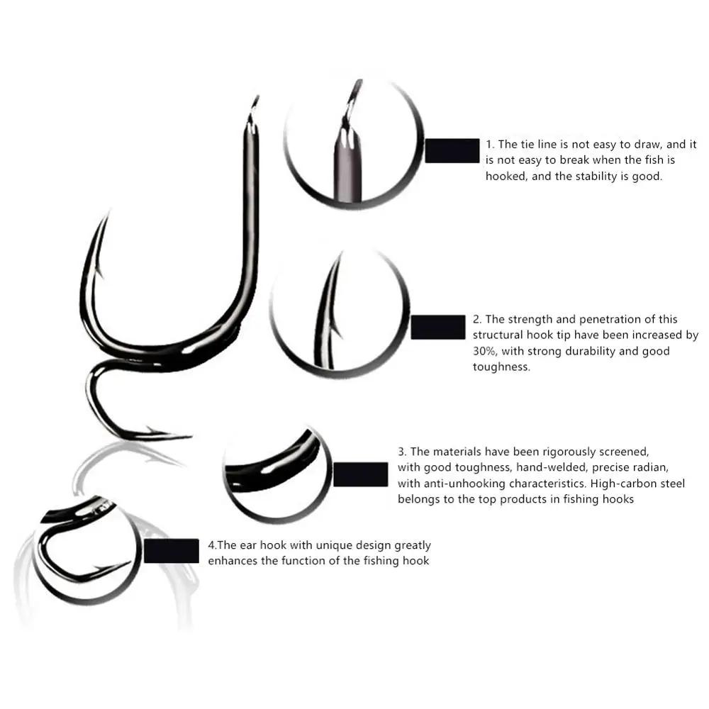 10Pcs Fishing Hook Package High-carbon Steel Two Strength Tip Sharp Fighting Hook With Barbed Fish Gear For Taiwan Sea Fishing