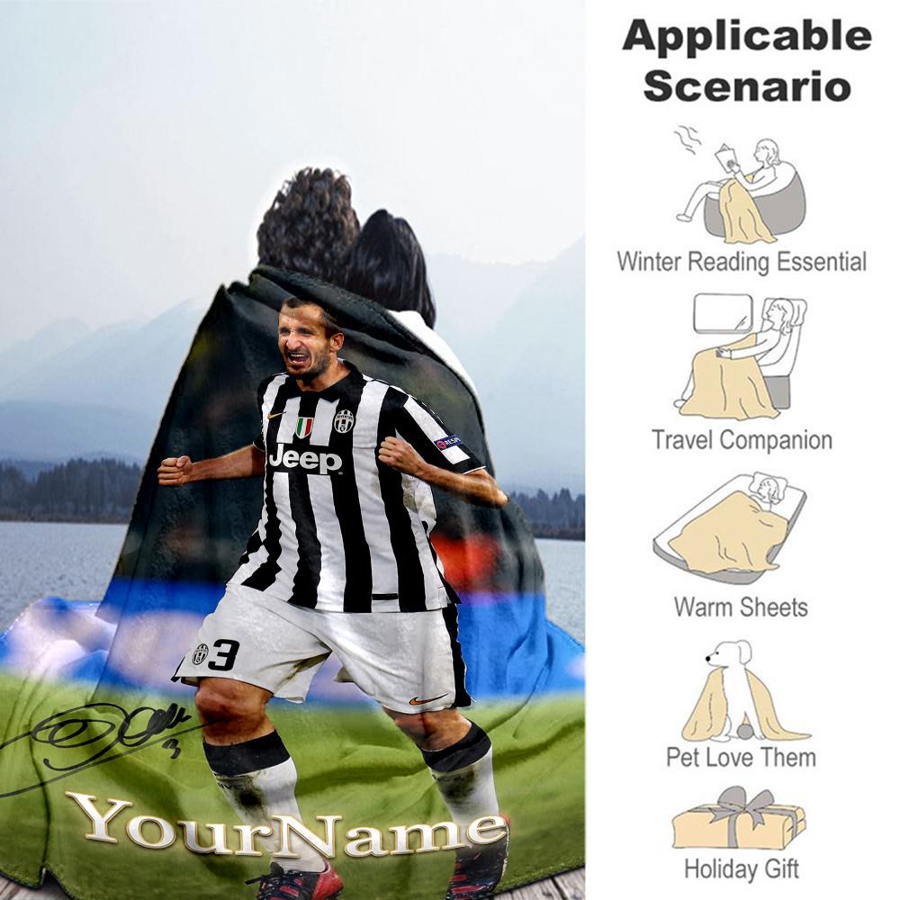 Juventus Customize Text Blanket Gift Personalized Blanket Warmthful Decor Perfect for Couch Office Seaside Sofa All-Season Use