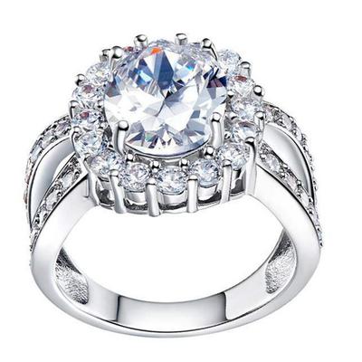 European and American Jewelry Women's Ring Fashion K Gold Zircon Women's Ring Personality Round Crystal Ring