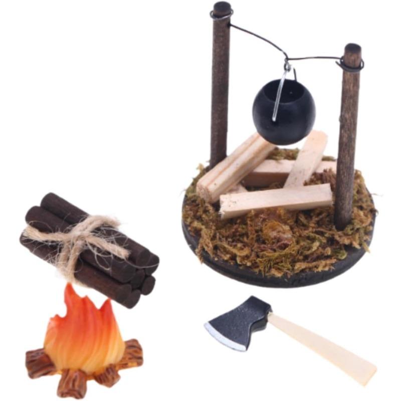 

4 шт. Наборы для кемпинга для кукольного домика, камин ручной работы для кукольного домика для 1:Магазинные витрины для кукольных домиков масштаба 1:12 4pcs one set