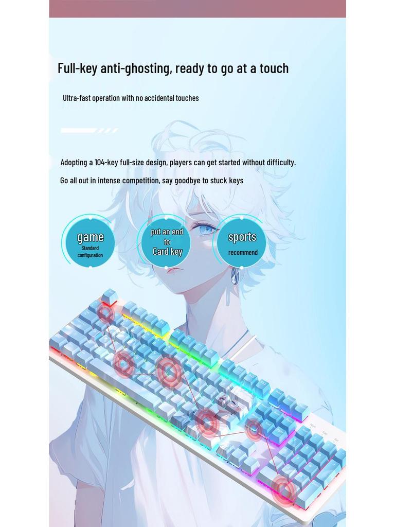 Silent Blue Switch Gaming Mechanical Keyboard - High-Performance Esports & Office Use, Stylish, Cost-Effective