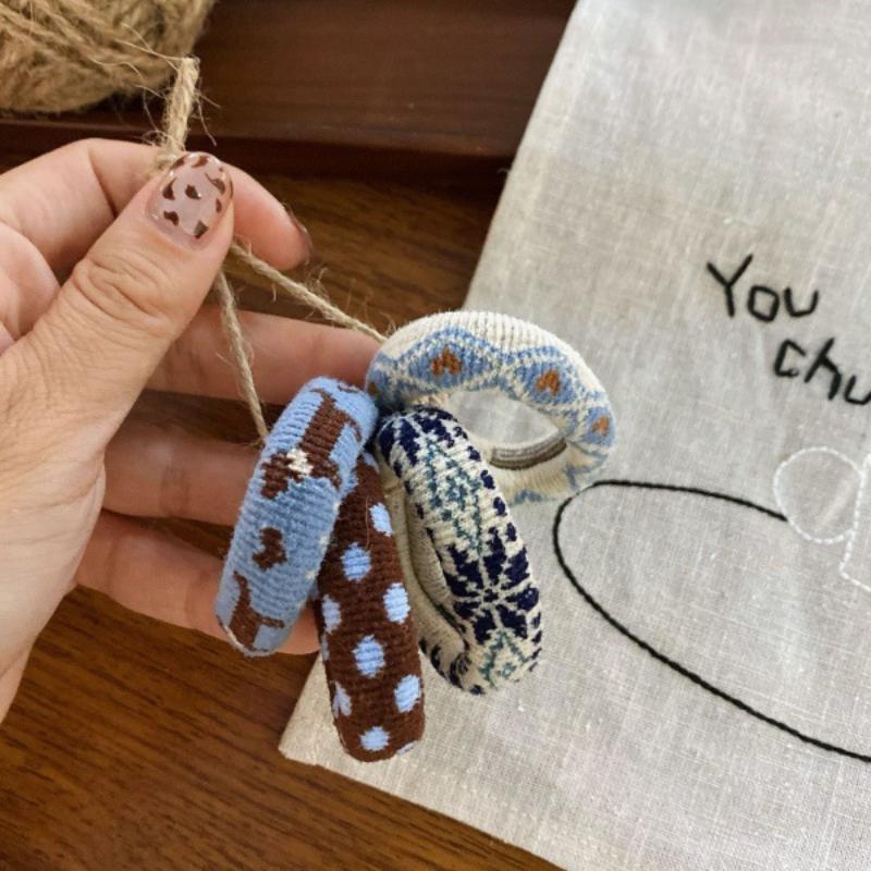 4Pcs/Set Elastic Hair Ropes Ethnic Pattern Hairband For Women High Ponytail Holder Scrunchies Rubber Band Hair Accessories