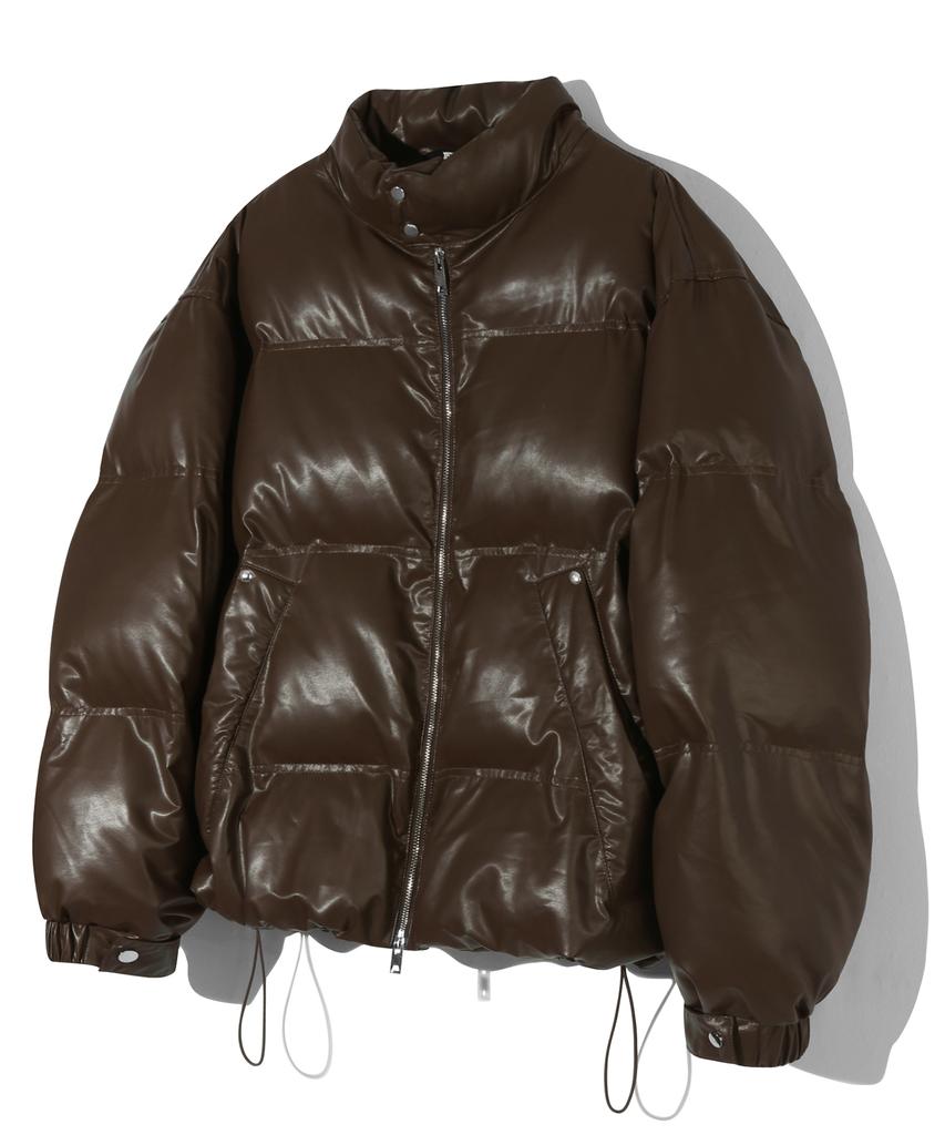 Trillion Biker Vegan Leather Short Padded Jacket (Brown)